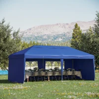 Outsunny 10' x 20' Pop Up Canopy Tent with 4 Sidewalls, Outdoor Portable Instant Canopy Shelter for Parties, Outdoor Instant Gazebo with Carry Bag for Garden, Patio, Blue(m-2)