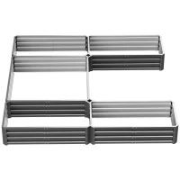 Outsunny Steel Raised Garden Bed, Set of 5 Large Box Planters for Outdoor Plants Vegetables Flowers Herbs, 8x8x1ft, Grey(m-7)