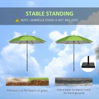 Outsunny 6.6ft Arched Beach Umbrella, Angle Adjustable Patio Umbrella with Steel Frame, Carry Bag, UV30+ Outdoor Umbrella, Green(m-7)