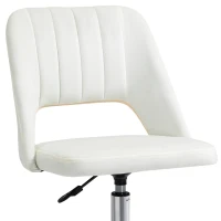 Vinsetto Mid Back Office Chair Velvet Fabric Swivel Scallop Shape Computer Desk Chair, Cream White(m-9)