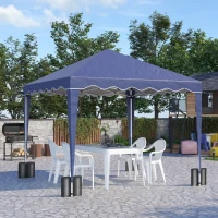 Outsunny 10' x 10' Pop Up Canopy Tent with Sand Bags, Instant Shelter with Adjustable Height and Carry Bag, Garden Outdoor Party Tent, Blue(m-8)