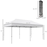 Outsunny 10' x 20' Pop Up Canopy Tent, Outdoor Easy up Tent with 3-Level Adjustable Height, Wheeled Carry Bag, White(m-3)