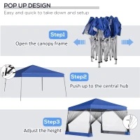 Outsunny Slant Leg Pop Up Canopy Tent with Netting and Carry Bag, Instant Sun Shelter, Tents for Parties, Height Adjustable, for Outdoor, Garden, Patio, (11.5'x11.5' Base / 10'x10' Top), Blue(m-5)