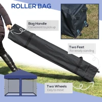 Outsunny 10' x 10' Pop-Up Party Tent Outdoor Canopy Tent with Mesh Sidewalls, 3-Level Adjustable Height, Roller Bag, Blue(m-6)