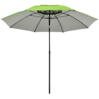 Outsunny 6.6ft Arched Beach Umbrella, Angle Adjustable Patio Umbrella with Steel Frame, Carry Bag, UV30+ Outdoor Umbrella, Green(m-2)