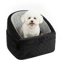 PawHut Dog Car Seat, Dog Booster Car Seat Washable with Adjustable Safety Leash, Storage Pockets for Small Under 10kg, Grey(m-13)