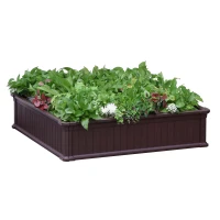 Outsunny 48" x 48" x 12" Raise Garden Bed Kit, Raised Planter Box, Above Ground Garden for Flowers, Herb, Vegetables with Easy Assembly, Brown(m-1)