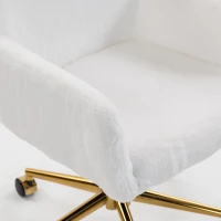HOMCOM Office Chair, Faux Rabbit Fur Upholstered Vanity Desk Chair, Cream White(m-10)