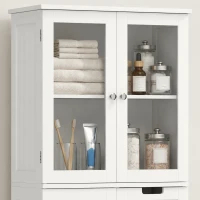 HOMCOM Floor Bathroom Storage Cabinet, Tall Bathroom Cabinet with Adjustable Shelves, for Kitchen, Living Room, White(m-9)
