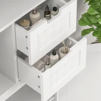 HOMCOM Floor Bathroom Storage Cabinet, Tall Bathroom Cabinet with Adjustable Shelves, for Kitchen, Living Room, White(m-11)