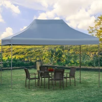 Outsunny 10' x 15' Pop Up Canopy Gazebo with 3-Level Adjustable Height, Wheeled Roller Bag, UV Fighting Roof, Grey(m-10)