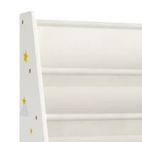 Qaba Fabric Kids Bookshelf, 4-Tier Toddler Sling Book Rack for Playroom, Bedroom, Nursery and Kids Room for Ages 3-6, White(m-11)