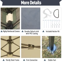 Outsunny 10' x 15' Pop Up Canopy Gazebo with 3-Level Adjustable Height, Wheeled Roller Bag, UV Fighting Roof, Grey(m-5)