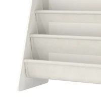 Qaba Fabric Kids Bookshelf, 4-Tier Toddler Sling Book Rack for Playroom, Bedroom, Nursery and Kids Room for Ages 3-6, White(m-10)