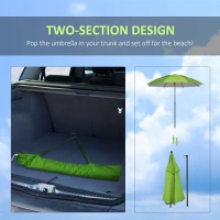 Outsunny 6.6ft Arched Beach Umbrella, Angle Adjustable Patio Umbrella with Steel Frame, Carry Bag, UV30+ Outdoor Umbrella, Green(m-9)