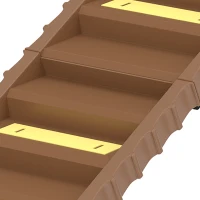 PawHut Foldable Dog Car Ramp, Dog Ramp with Anti-Slip Steps, Pet Stairs for Senior Pets to Access Cars and High Beds, Brown(m-9)