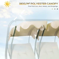 Outsunny 84A-052 Series 2-Seater Swing Canopy Replacement Top Cover, Beige(m-4)