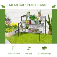 Outsunny Outdoor Plant Stand, 3 Tier Flower Stand, Metal Plant Shelf for Indoor Home & Outdoor Patio Balcony Yard Use(m-6)