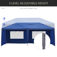 Outsunny 10' x 20' Pop Up Canopy Tent with 4 Sidewalls, Outdoor Portable Instant Canopy Shelter for Parties, Outdoor Instant Gazebo with Carry Bag for Garden, Patio, Blue(m-5)
