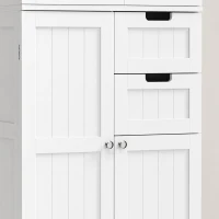 HOMCOM Floor Bathroom Storage Cabinet, Tall Bathroom Cabinet with Adjustable Shelves, for Kitchen, Living Room, White(m-10)