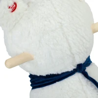 Qaba Baby Rocking Horse, Plush Animal Rocker Alpaca with Realistic Sound, Seat Belt, Handle Grip for 12-36 Months, White(m-12)