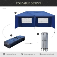 Outsunny 10' x 20' Pop Up Canopy Tent with 4 Sidewalls, Outdoor Portable Instant Canopy Shelter for Parties, Outdoor Instant Gazebo with Carry Bag for Garden, Patio, Blue(m-4)