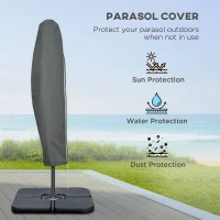 Outsunny 9.6ft Offset Patio Umbrella Garden Hanging Parasol Banana Cantilever Umbrella with Base, Crank, Black(m-7)