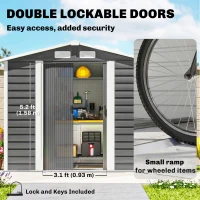 Outsunny 7' x 4' Outdoor Storage Shed, Metal Garden Shed with Lockable Doors and Gloves for Backyard, Garden, Patio, Dark Grey(m-6)