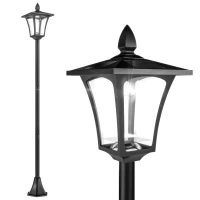 Outsunny 63" Single Solar Lamp Post, 40 Lumens Garden Solar-Powered LED Streetlight Style Outdoor Light Waterproof 5-6 Hours with Base for Lawn Pathway Walkway, Black(m-2)