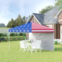 Outsunny 10' x 10' Pop-Up Canopy Tent with 1 Removable Sidewall, Commercial Instant Sun Shelter, Tents for Parties with Wheeled Carry Bag for Outdoor, Garden, Patio, Multicolored(m-2)