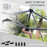 Outsunny 10' x 10' Pop Up Canopy Tent with Wheeled Carry Bag and 4 Sandbags, Instant Sun Shelter, Tents for Parties, Height Adjustable, for Outdoor, Garden, Patio, Dark Gray(m-5)