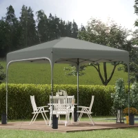 Outsunny 10' x 10' Pop Up Canopy Tent with Wheeled Carry Bag and 4 Sandbags, Instant Sun Shelter, Tents for Parties, Height Adjustable, for Outdoor, Garden, Patio, Dark Gray(m-2)