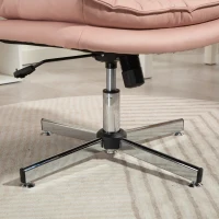 HOMCOM Criss Cross Chair, Armless Wide Office Chair with Leathaire Upholstery, Tilting, No Wheels, Pink(m-10)