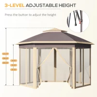 Outsunny 11' x 13' Pop Up Gazebo Canopy Tent with Zippered Mesh Sidewalls and Carrying Bag, Event Tent Shelter for Patio Garden Backyard, Beige(m-6)