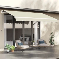 Outsunny 10' x 8' Retractable Awning Fabric Replacement Outdoor Sunshade Canopy Awning Cover, UV Protection, Cream White(m-1)