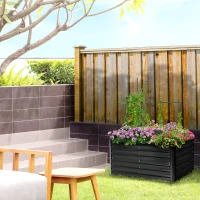 Outsunny 4' x 3' x 2' Raised Garden Bed with Support Rod, Steel Frame Elevated Planter Box, Black(m-10)