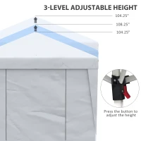 Outsunny 10' x 19.5' Pop Up Canopy Tent Height Adjustable Event Shelter w/ Sidewalls, Leg Weight Bags, Wheeled Carry Bag, White(m-5)
