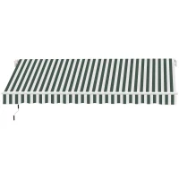 Outsunny 11' x 10' Retractable Awning Fabric Replacement Outdoor Sunshade Canopy Awning Cover, UV Protection, Green and White(m-9)