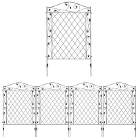 Outsunny Outdoor Metal Garden Fence Panels, Border Edging for Yard, Patio, 4 Pack, Wavey Vines(m-2)