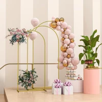 Outsunny Wedding Arch, 7/6.5/6 ft Metal Balloon Arch Backdrop Stand Set of 3 for Birthday Party, Bridal Shower, Graduation, Ceremony, Banquet Decorations, Gold(m-8)