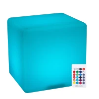 HOMCOM 16" RGB Led Cube Light Waterproof Rechargeable Adjustable Color Changing Tesseract Mood Lamp With Remote Control(m-11)