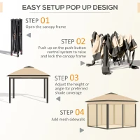 Outsunny 11' Pop-Up Tent Gazebo w/ Netting, Beige(m-5)