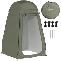 Outsunny Pop Up Shower Tent, Portable Privacy Room for Outdoor Changing, Dressing, Fishing Storage with Carrying Bag, Green(m-9)