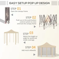 Outsunny 13' x 10' Pop Up Gazebo, Octagon Canopy Tent with Zippered Mesh Sidewalls, Weight Bags, Height Adjustable and Carrying Bag, Event Tent for Patio Garden Backyard, Beige(m-4)