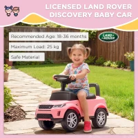 Qaba Licensed Land Rover Ride on Push Car with Anti-Tip Device, Under-Seat Storage, Horn, Engine Sounds for 18-36 M, Pink(m-4)