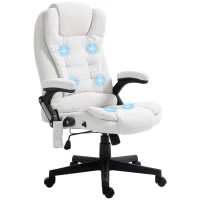 Vinsetto Reclining Massage Office Chair, Executive Office Chair with High Back, Swivel Wheels, White(m-9)