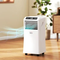 HOMCOM 10,000BTU Mobile Portable Air Conditioner with Cooling, Dehumidifier, 2 Speed Fans, 24-Hour Timer for Bedroom, White(m-8)