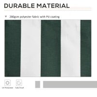 Outsunny 11' x 10' Retractable Awning Fabric Replacement Outdoor Sunshade Canopy Awning Cover, UV Protection, Green and White(m-4)