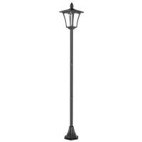 Outsunny 63" Single Solar Lamp Post, 40 Lumens Garden Solar-Powered LED Streetlight Style Outdoor Light Waterproof 5-6 Hours with Base for Lawn Pathway Walkway, Black(m-13)
