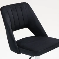 Vinsetto Mid Back Office Chair Velvet Fabric Swivel Scallop Shape Computer Desk Chair, Black(m-10)